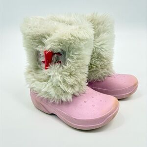 Crocs | Pink and White Fur-Lined Boots